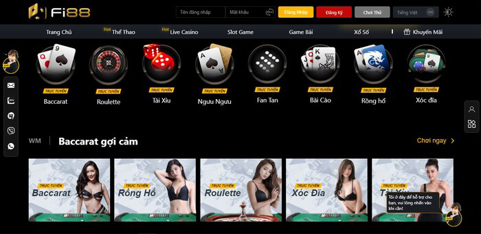Nhà cái cung cấp đa dạng các sảnh chơi casino trực tuyến